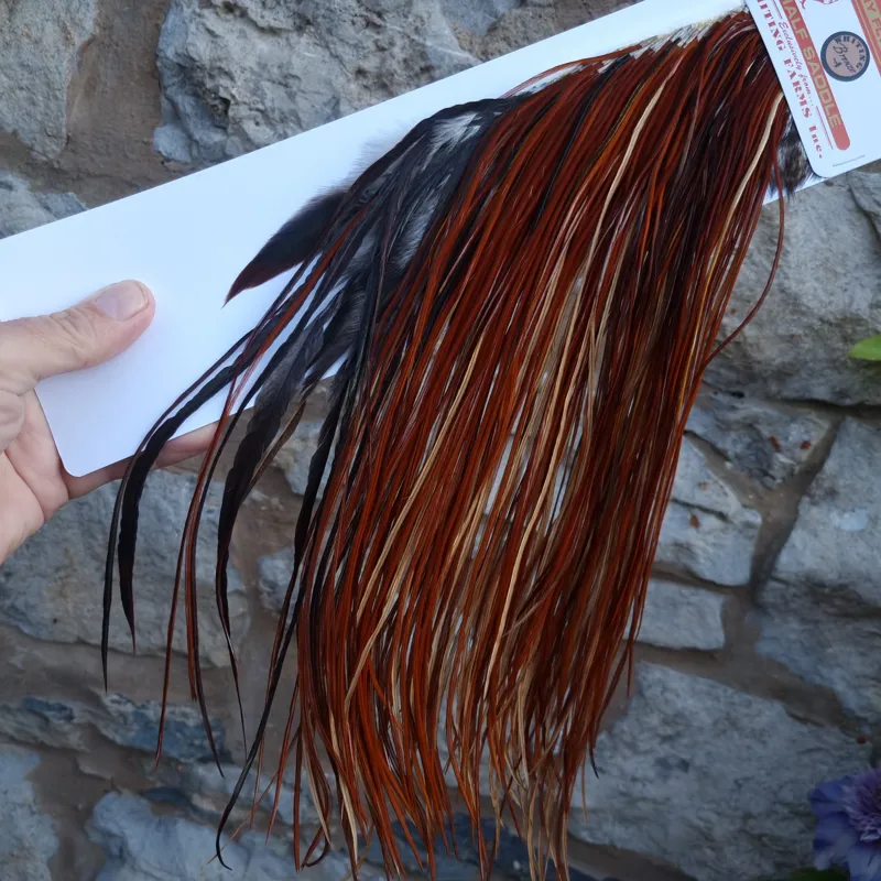 Whiting 1/2 BRONZE Grade Dry Fly Rooster Saddle in Brown-2